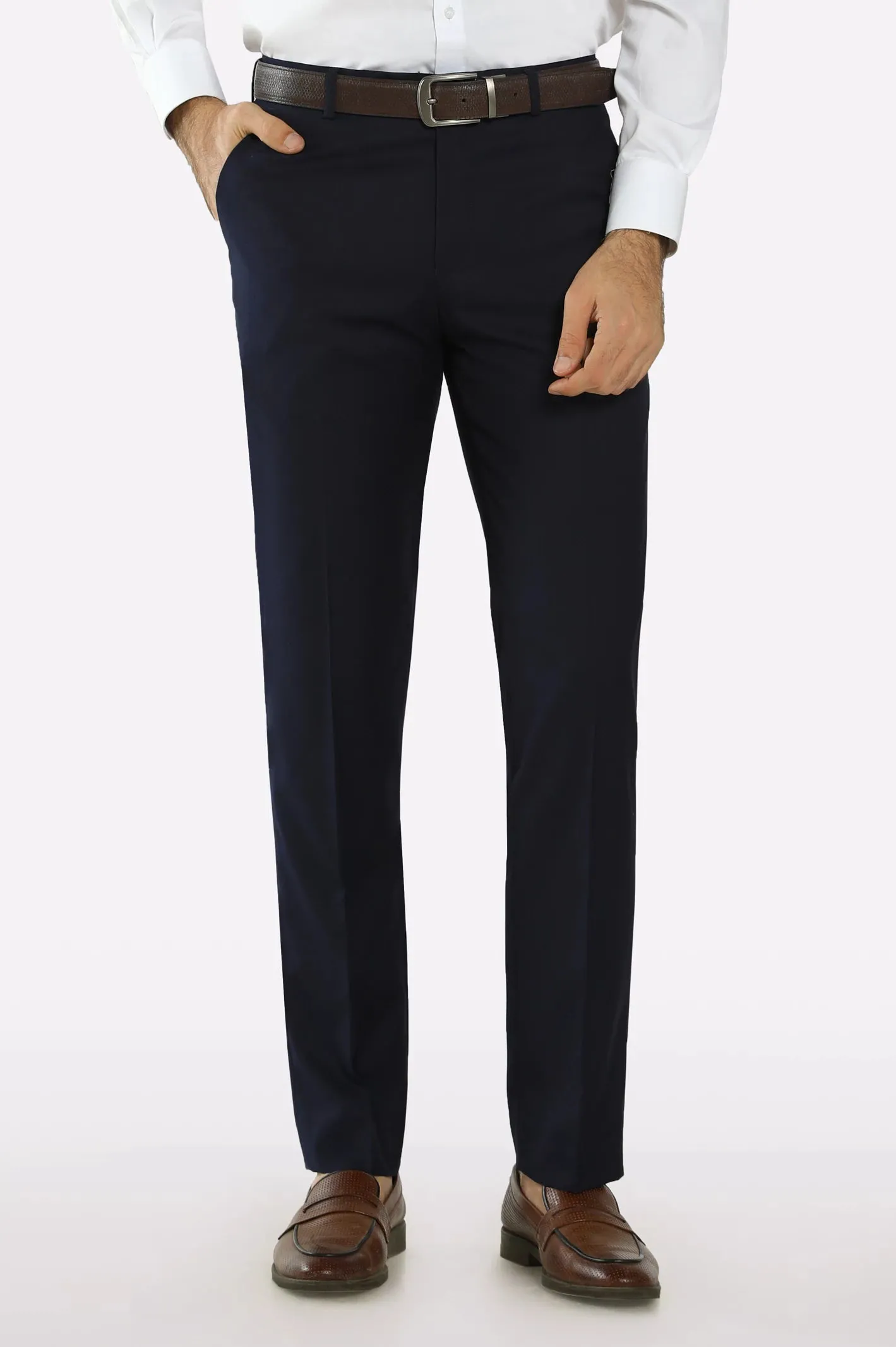 Navy Blue Regular Fit Formal Trouser