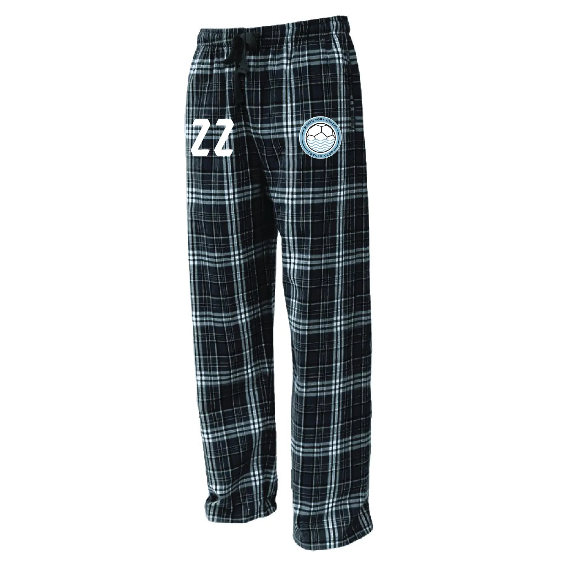 North Fork United Soccer Club Flannel Plaid Pajama Pant Black/White
