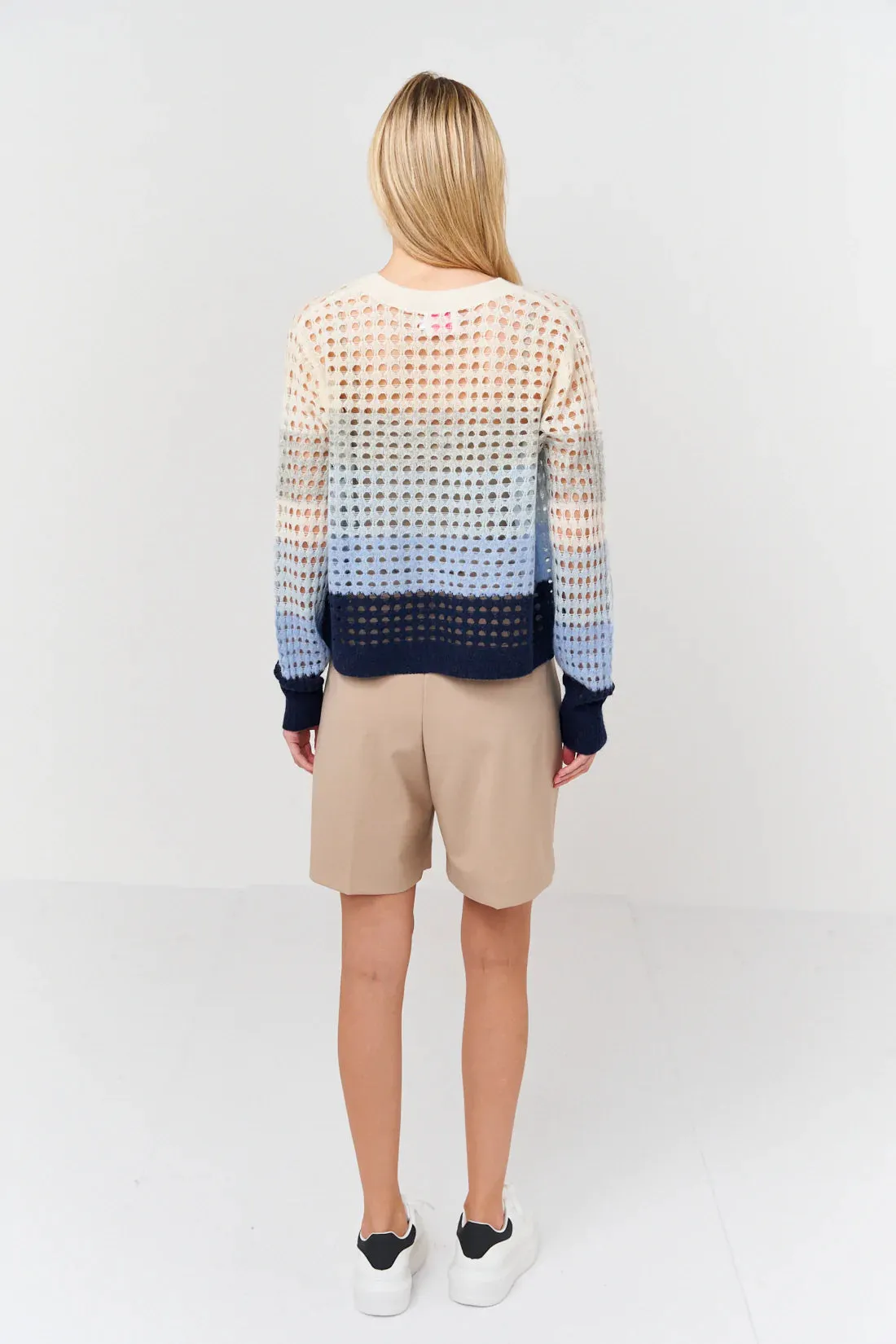 Open Pointelle Crop Cardigan Organic White