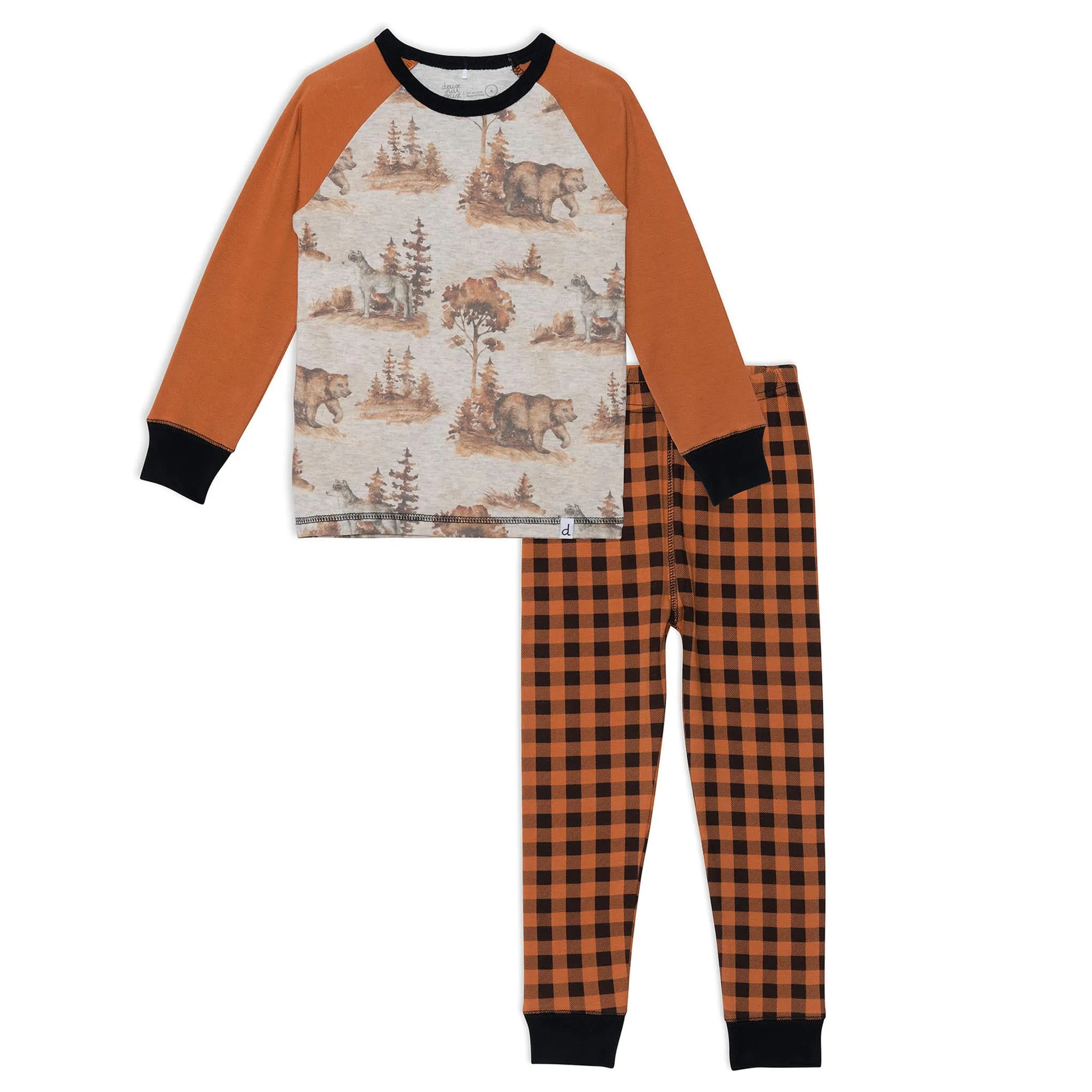 Organic Cotton Two Piece Forest Printed Pajama Set | DEUX PAR DEUX
