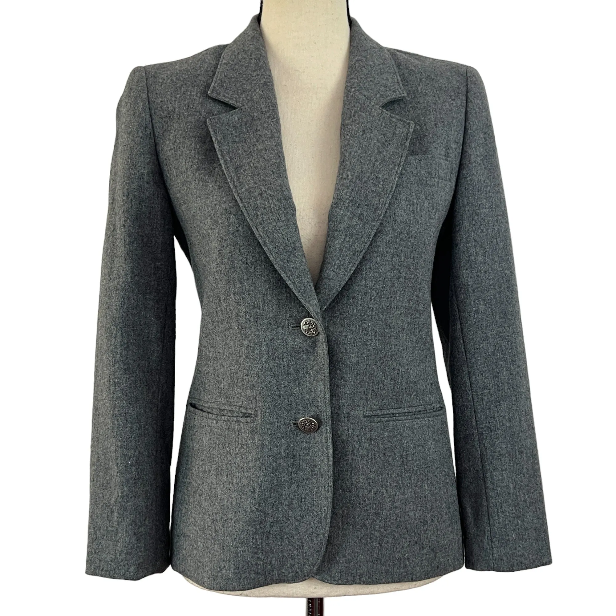 Pendleton Single Breasted Gray Wool Blazer Size 4 Petite