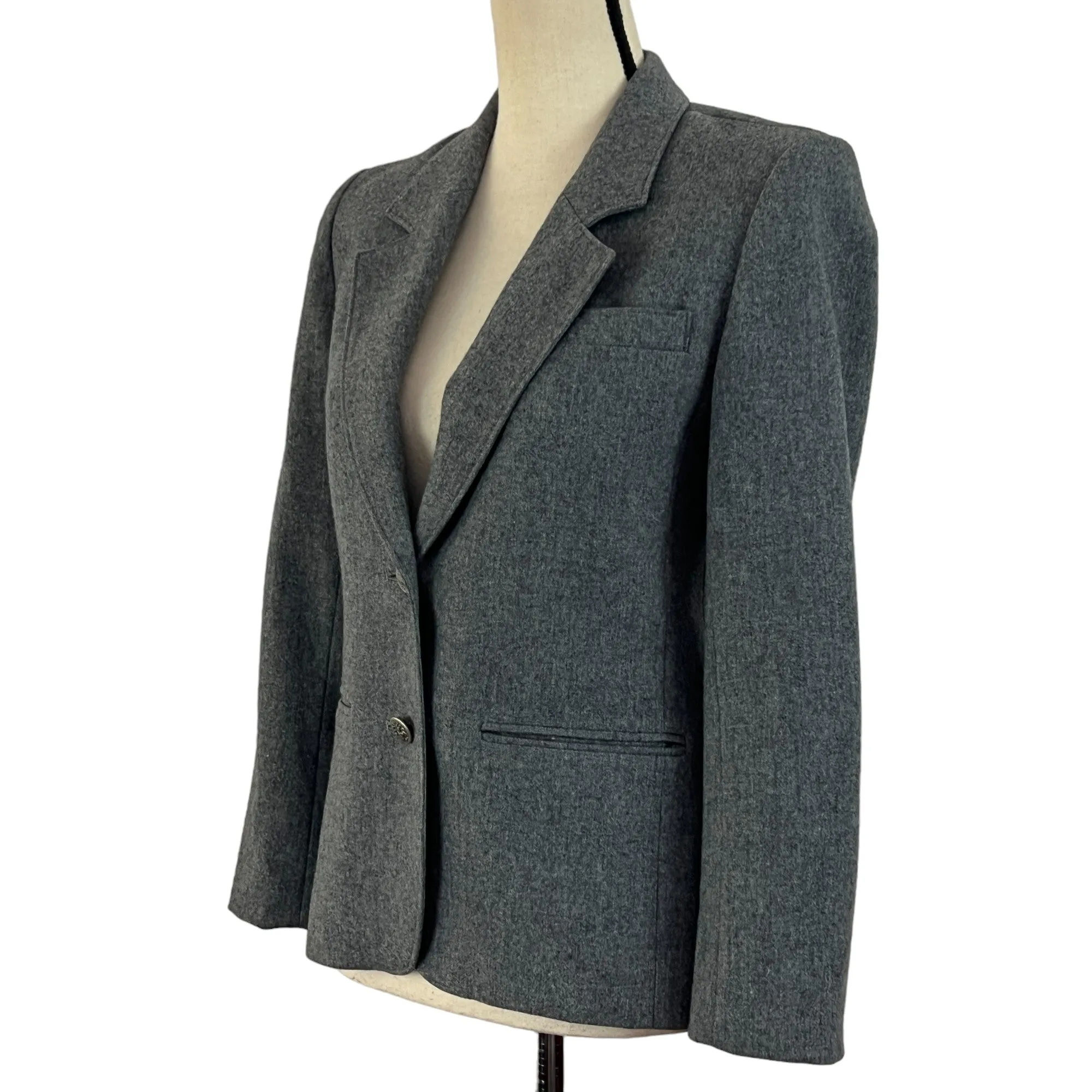 Pendleton Single Breasted Gray Wool Blazer Size 4 Petite
