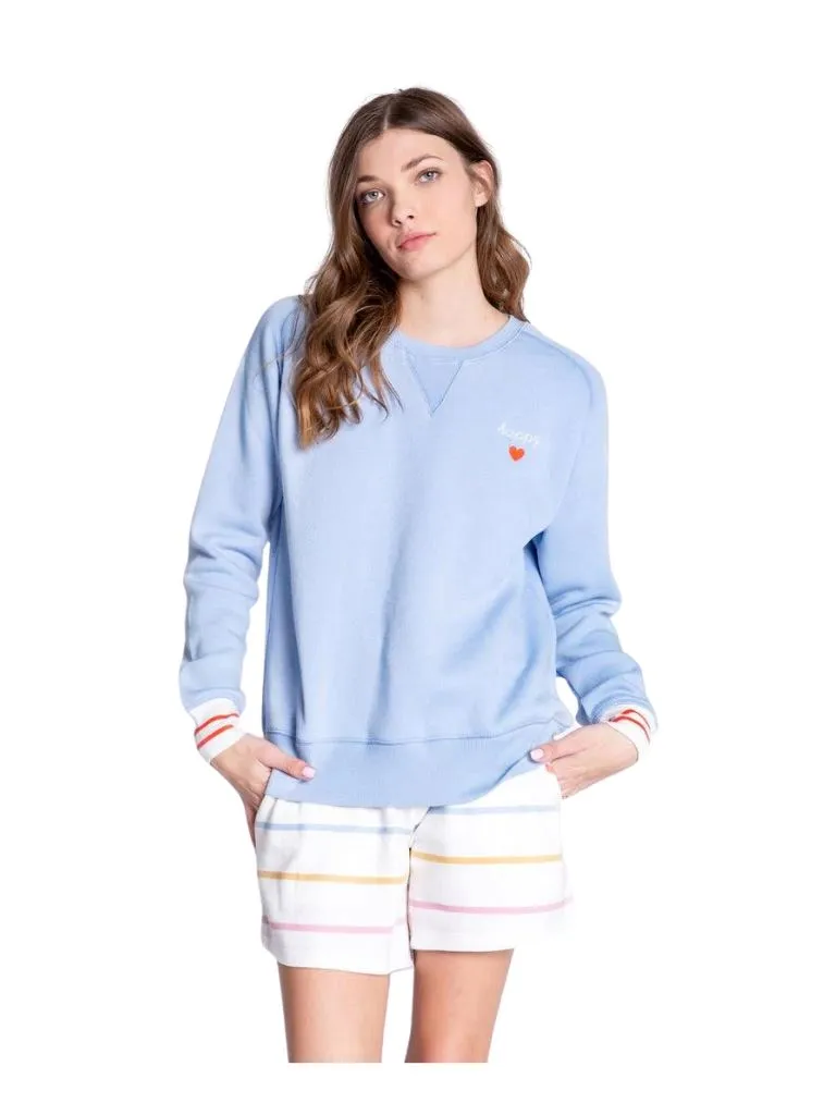 PJ Salvage Happy Days Are Here Long Sleeve Top- Ice Blue