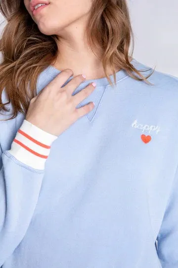 PJ Salvage Happy Days Are Here Long Sleeve Top- Ice Blue
