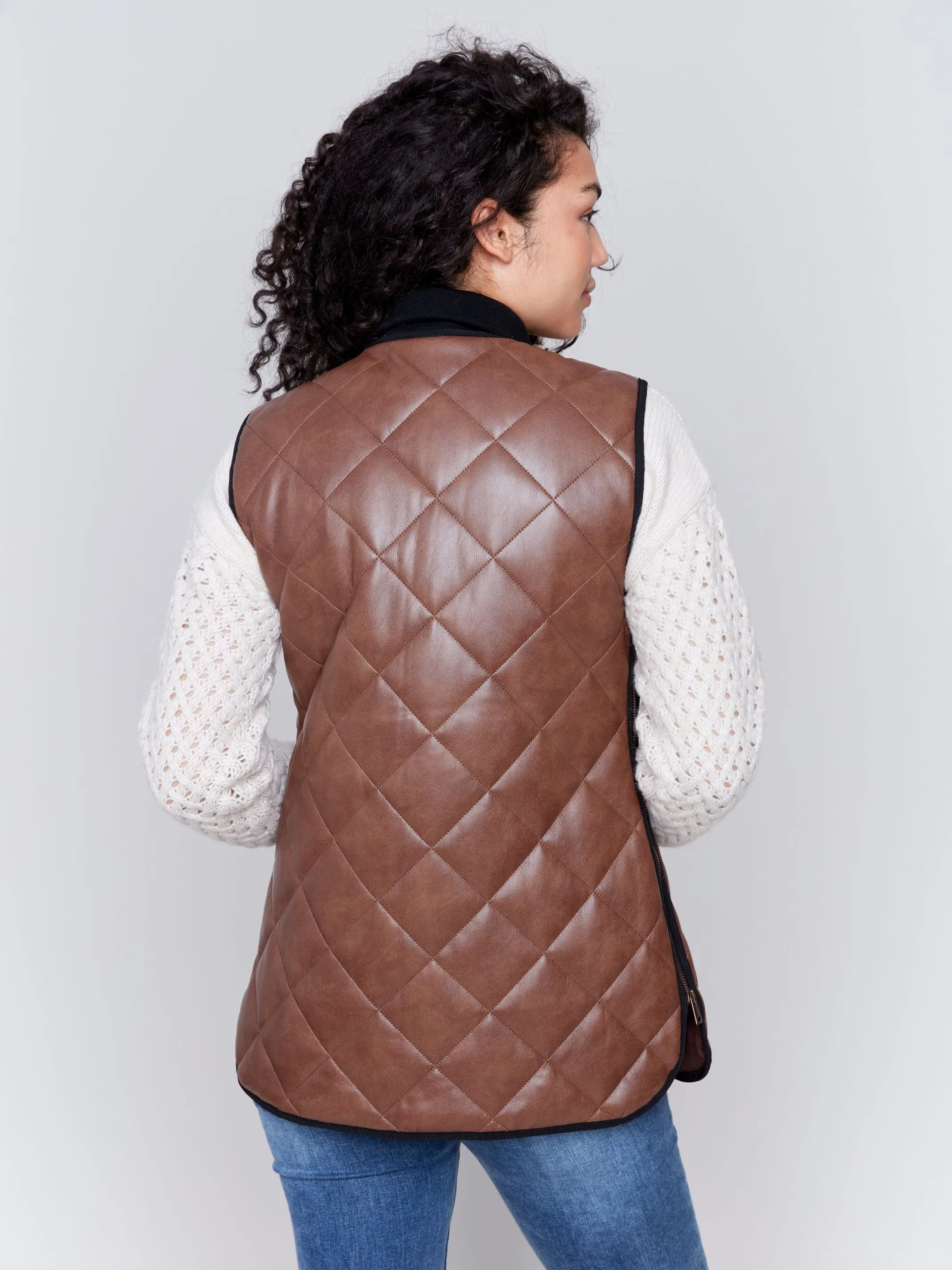 Quilted Faux Leather Vest - HQ