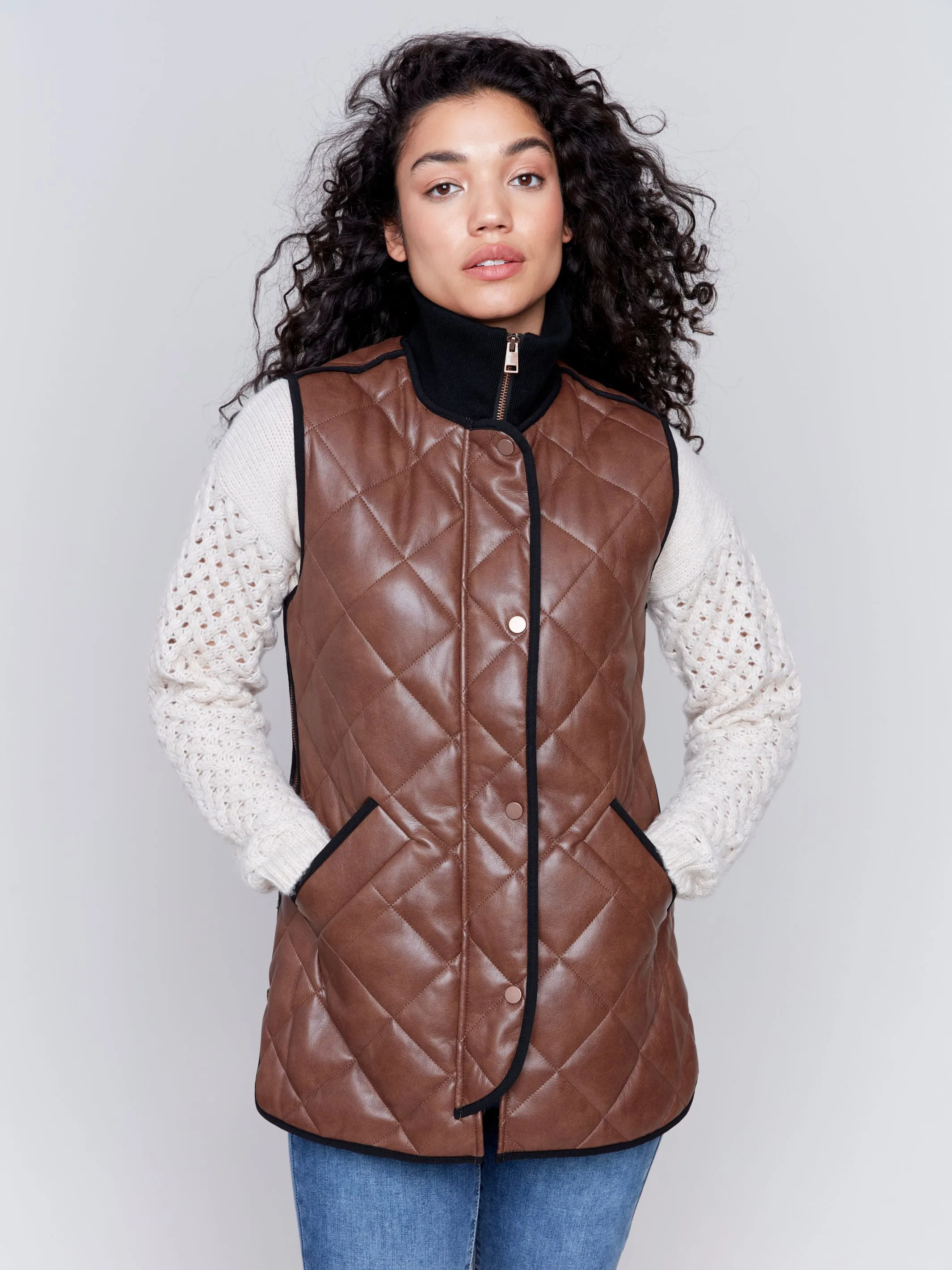 Quilted Faux Leather Vest - HQ