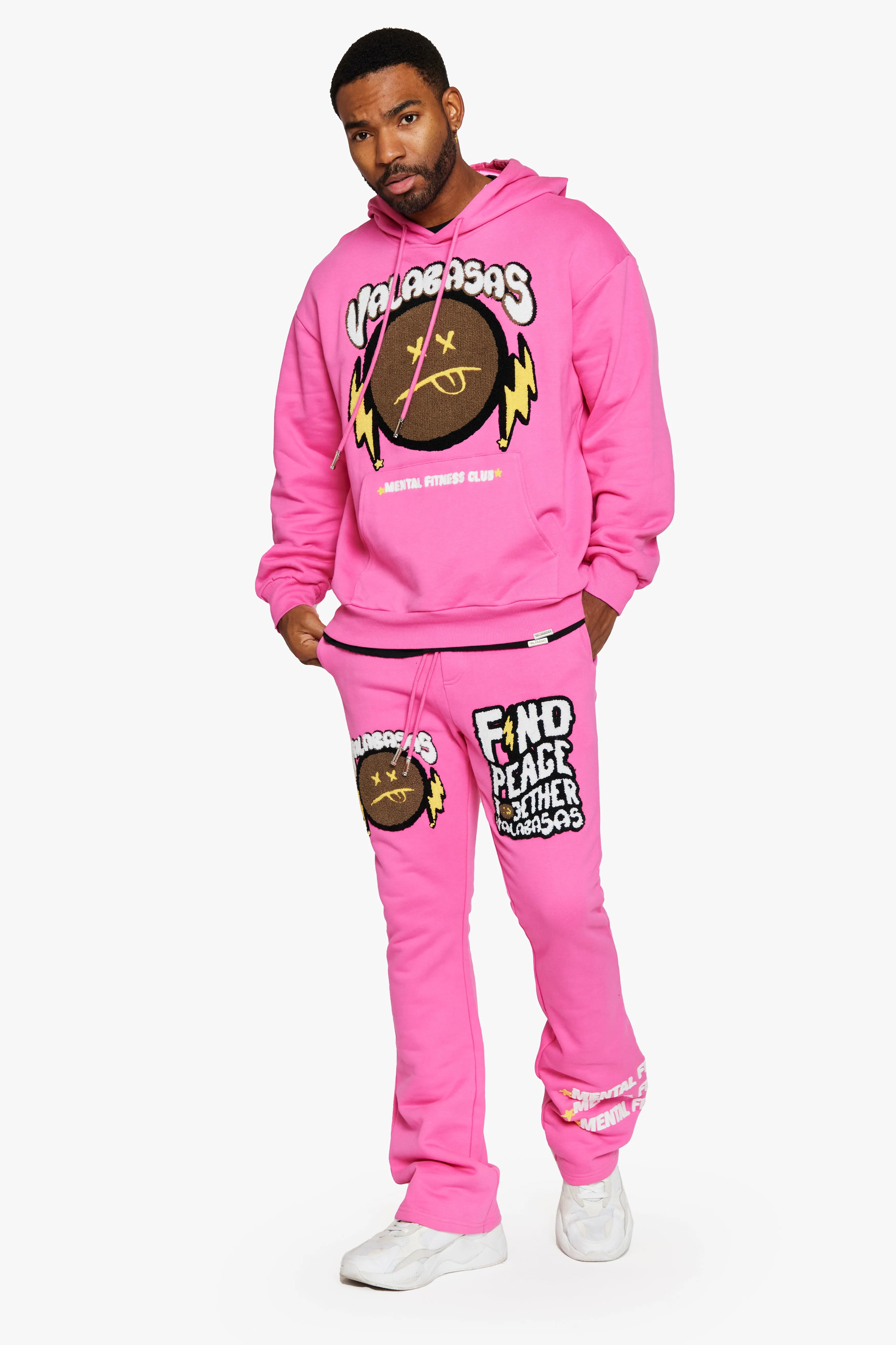 "MUTE" CARMINE ROSE FLEECE SET