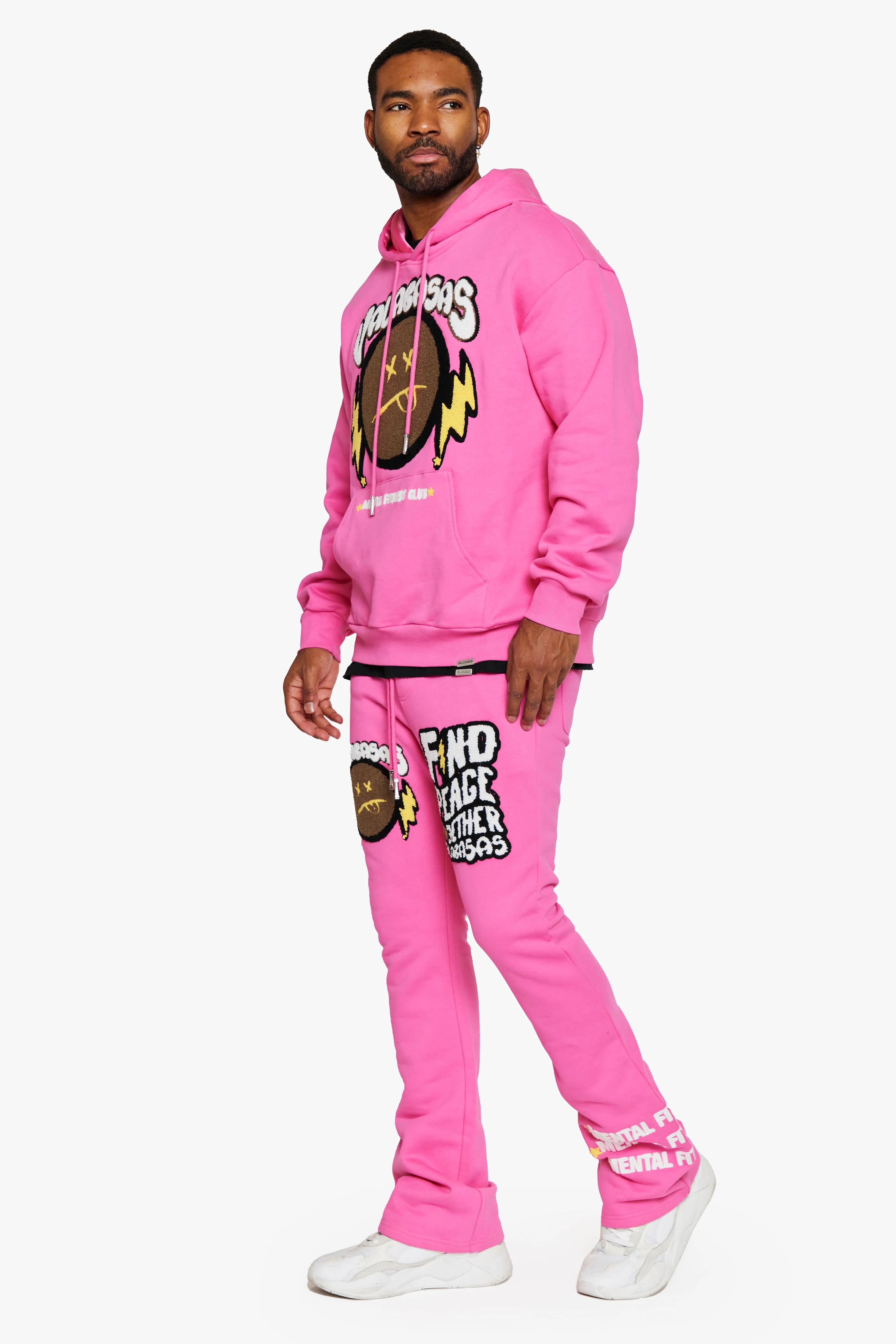 "MUTE" CARMINE ROSE FLEECE SET