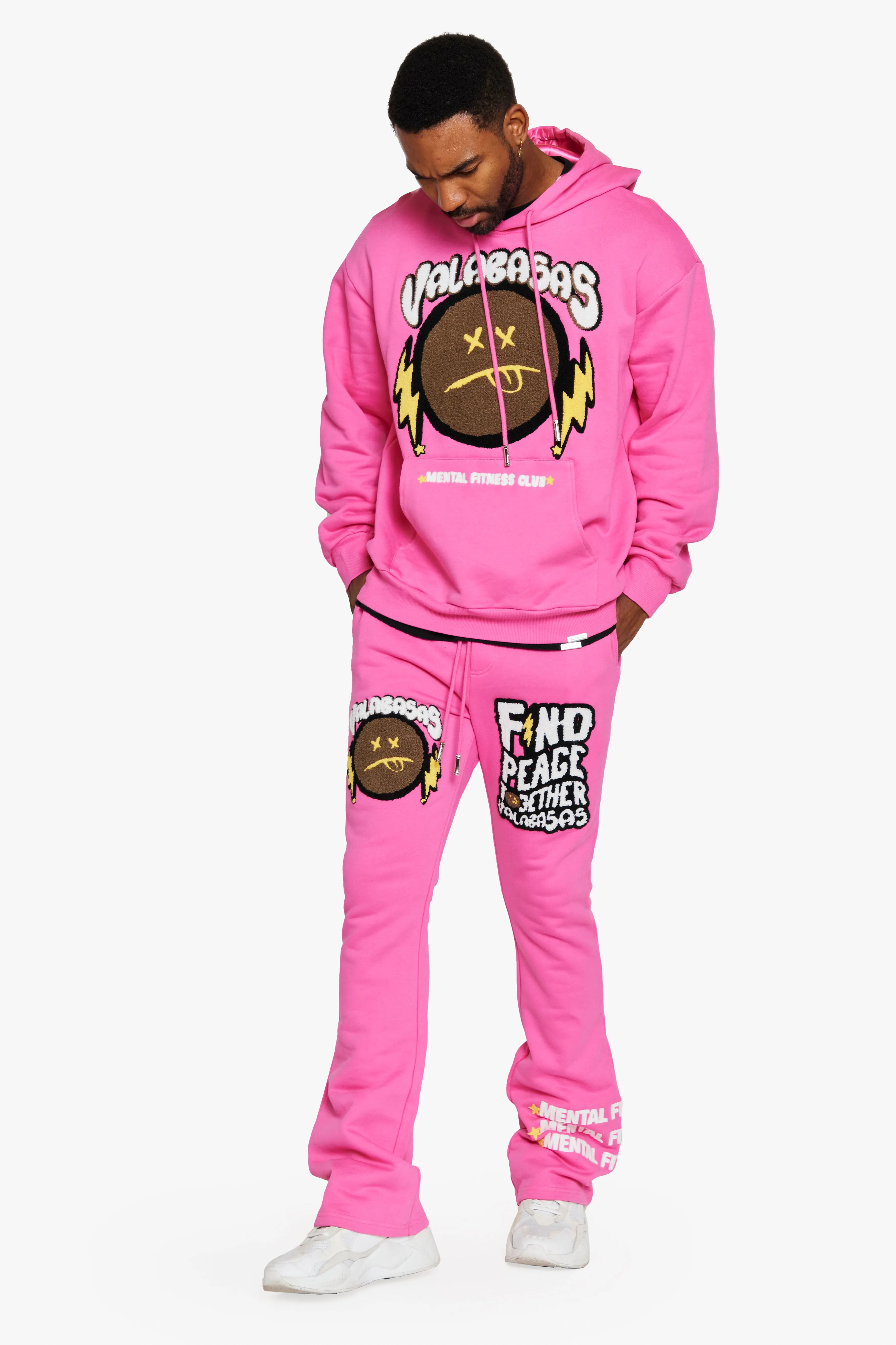 "MUTE" CARMINE ROSE FLEECE SET