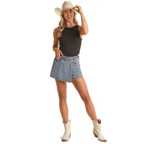 Rock & Roll Cowgirl Medium Wash Denim Skort RRWD68R173