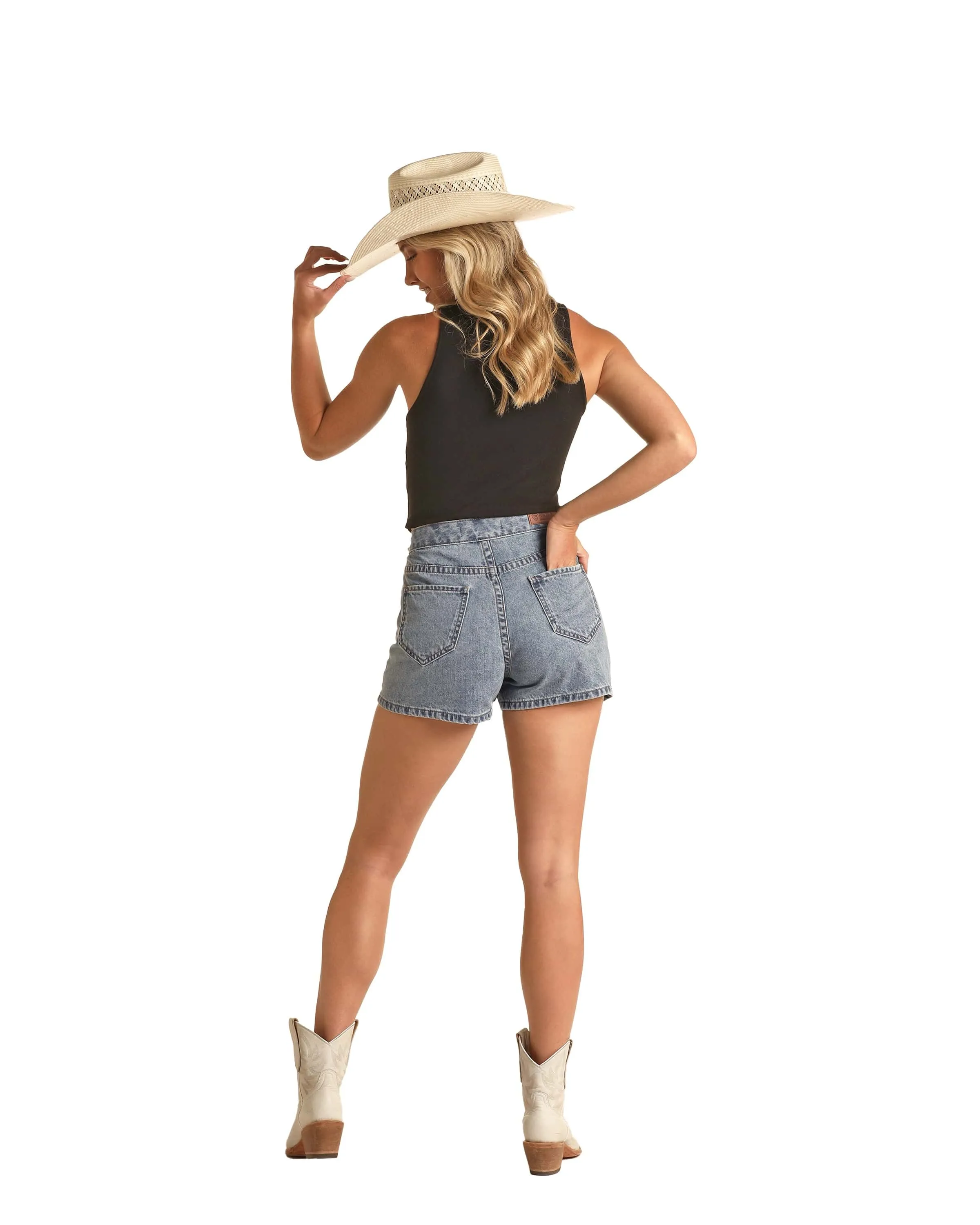 Rock & Roll Cowgirl Medium Wash Denim Skort RRWD68R173