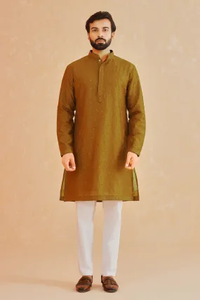 Rust-Colored Embroidered Kurta Set
