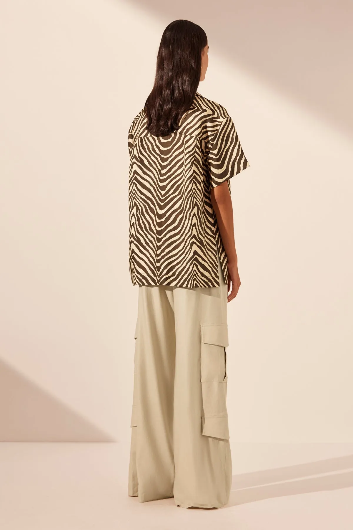 SANA SILK SHORT SLEEVE TIE SHIRT