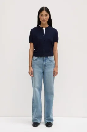 Semra Cotton Cashmere Short Sleeve Cardigan Ink