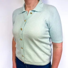 Soft Mint Green Cashmere Short Sleeve Cardigan Large
