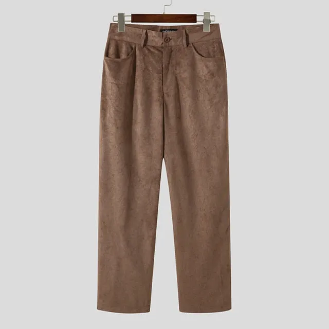 Solid Color Faux Suede Trouser