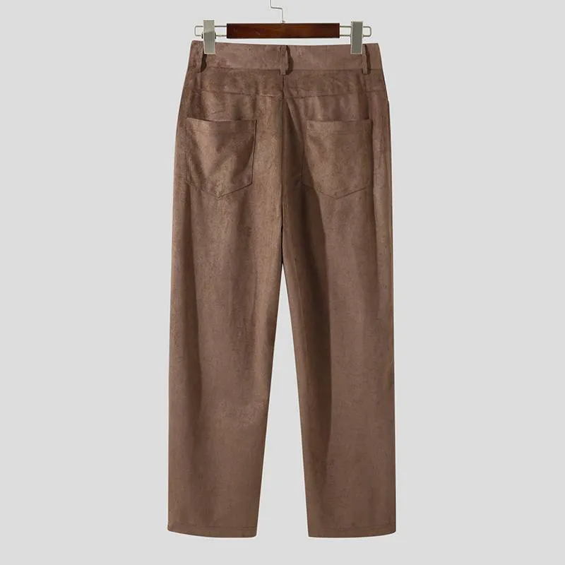Solid Color Faux Suede Trouser