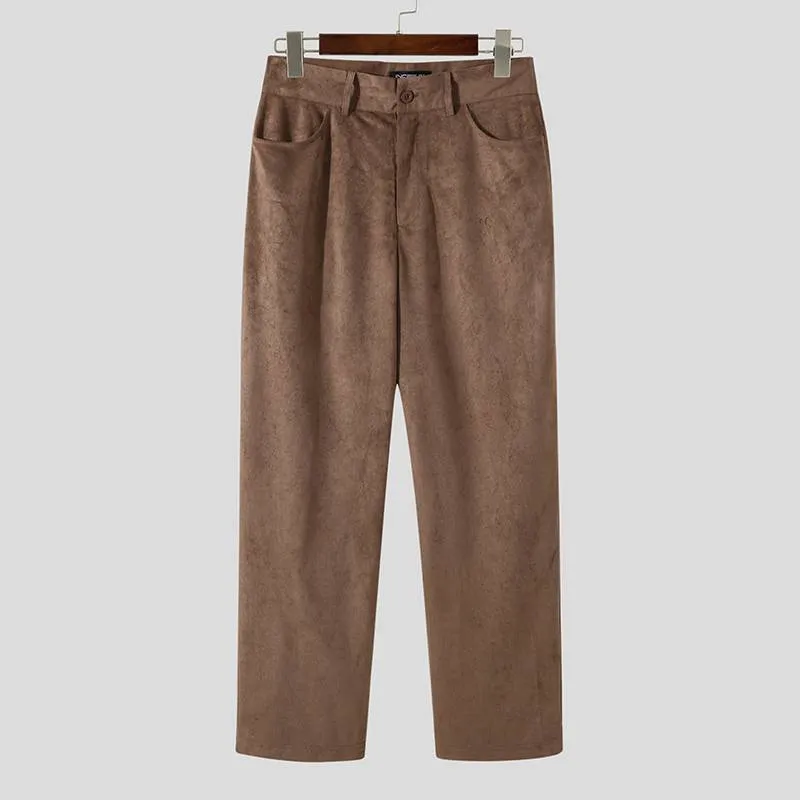 Solid Color Faux Suede Trouser