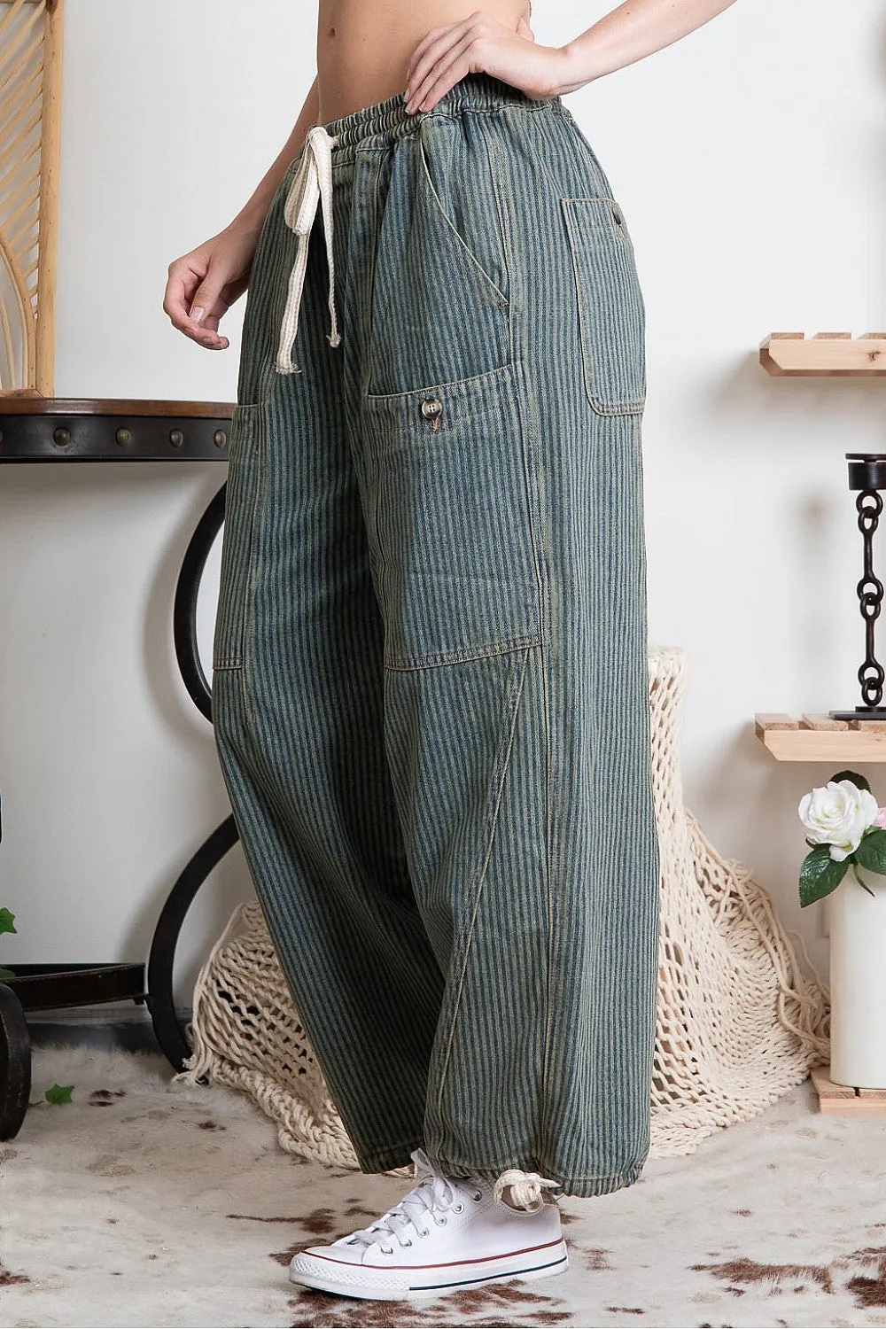 Stripe String Denim Pants #555