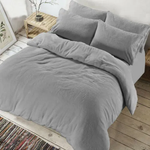 Teddy Bear Fleece Duvet Quilt Set , Super Soft Warm Cozy Bedding Set with Pillow Cases