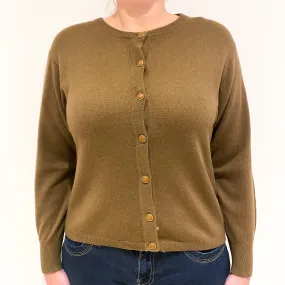 Toffee Brown Light Weight Cashmere Crew Neck Cardigan Large