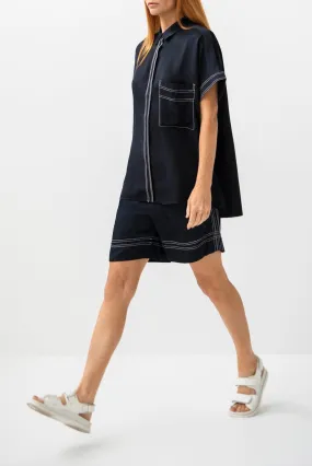 Twill Viscose Drawstring Short Alsace Sea