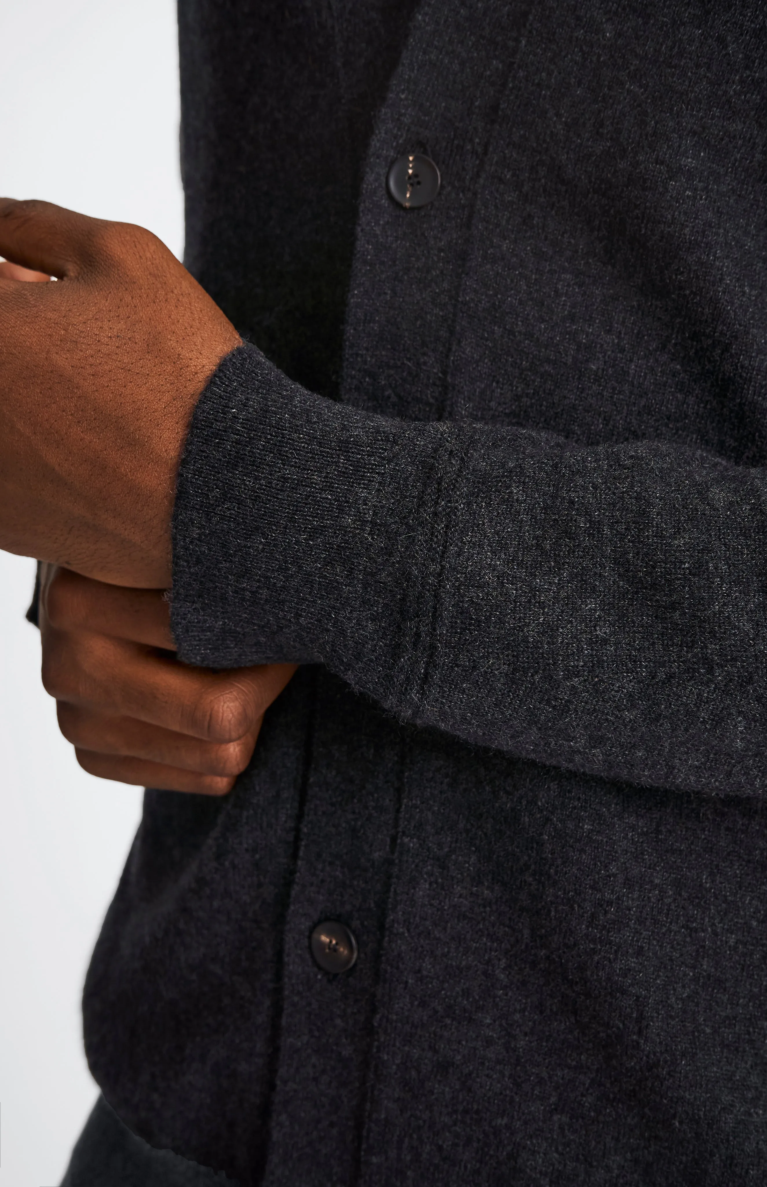 V Neck Cashmere Cardigan In Charcoal