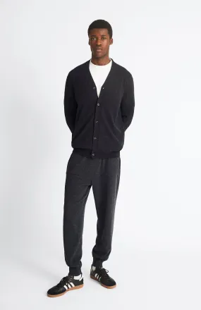 V Neck Cashmere Cardigan In Charcoal