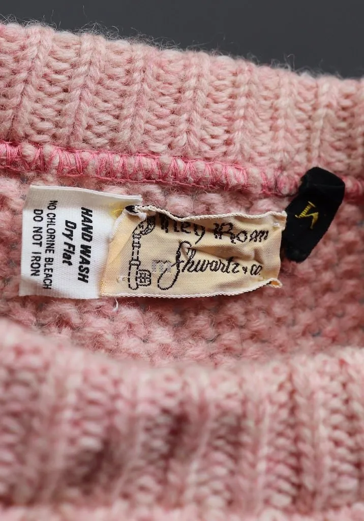 Vintage Pastel Pink Wool Fisherman's Sweater