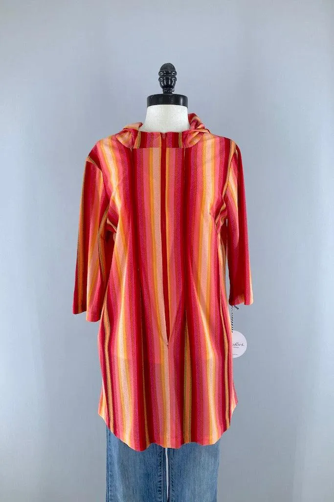 Vintage Red Striped Terry Tunic