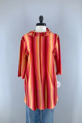 Vintage Red Striped Terry Tunic