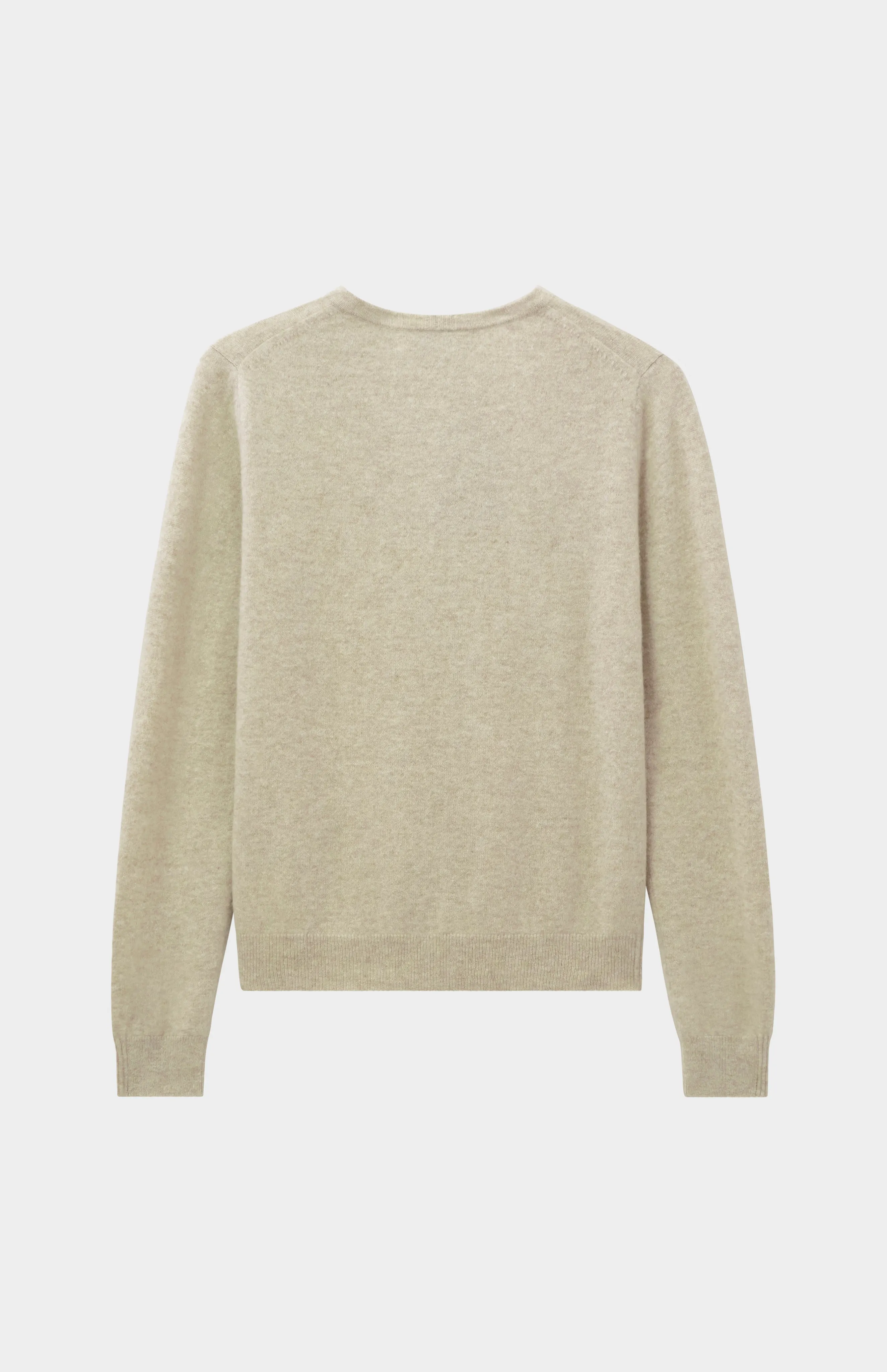 Womens Classic Round Neck Cashmere Cardigan In Oatmeal