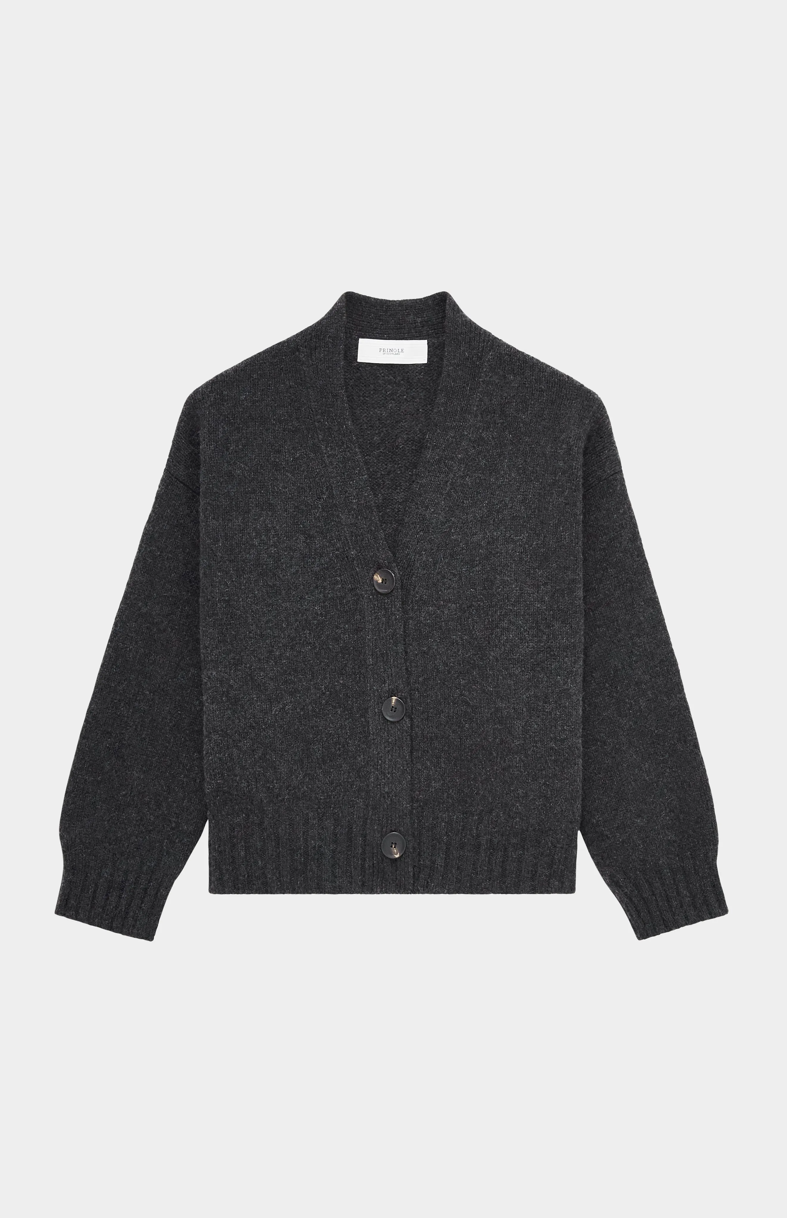 Women's Cropped Chunky Cashmere Cardigan In Charcoal