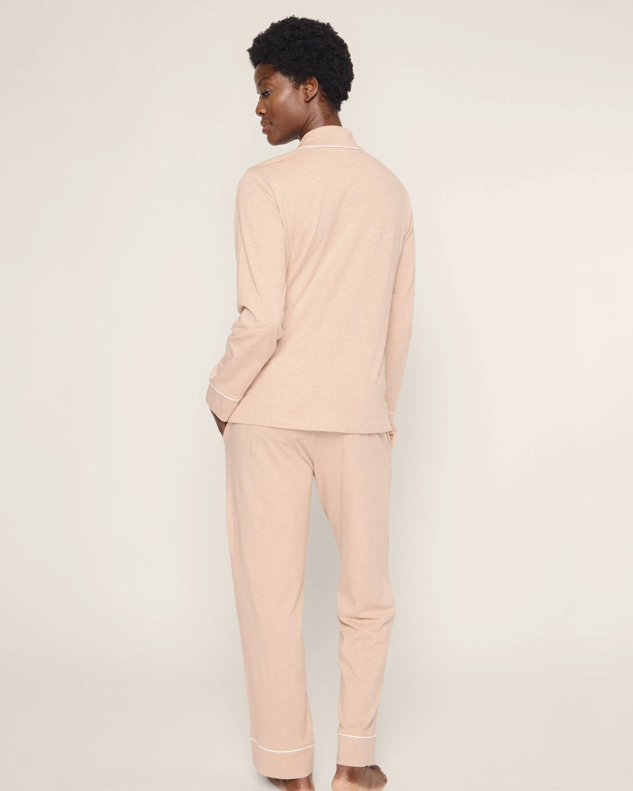Women's Pima Pajama Set in Camel