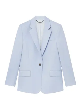 Wool Flannel Slim Fit Boyfriend Blazer (Baby Blue)