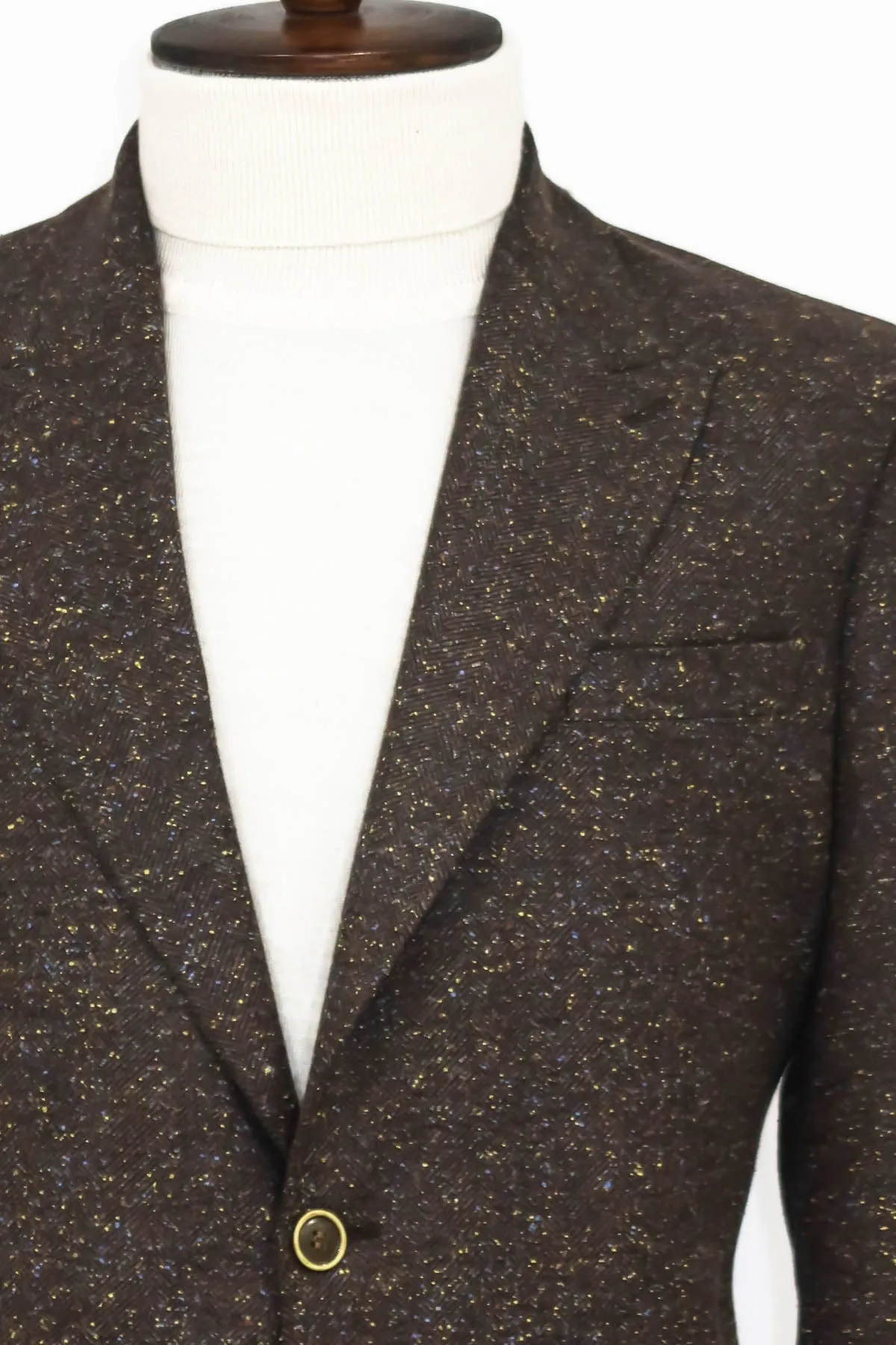 WSS Houndstooth Pattern Wool Brown Men Blazer  - Singen