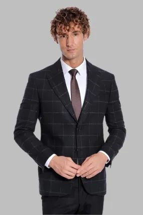 WSS Plaid Wool Black Men Blazer  - Singen