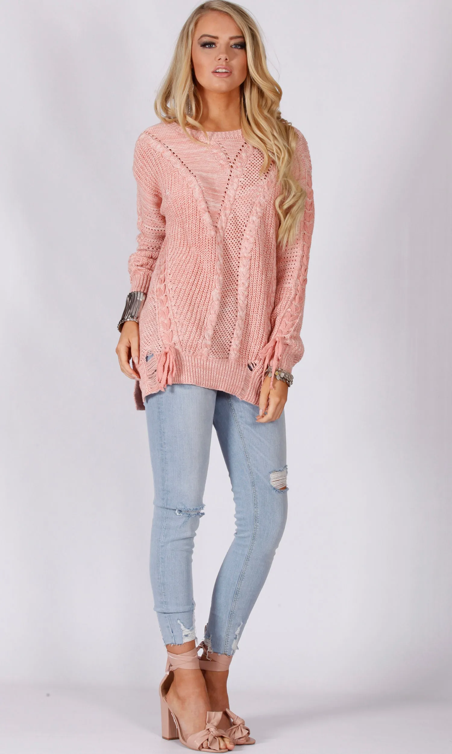 YW17082SS Lace-Up Cable Knit Sweater (Pack)