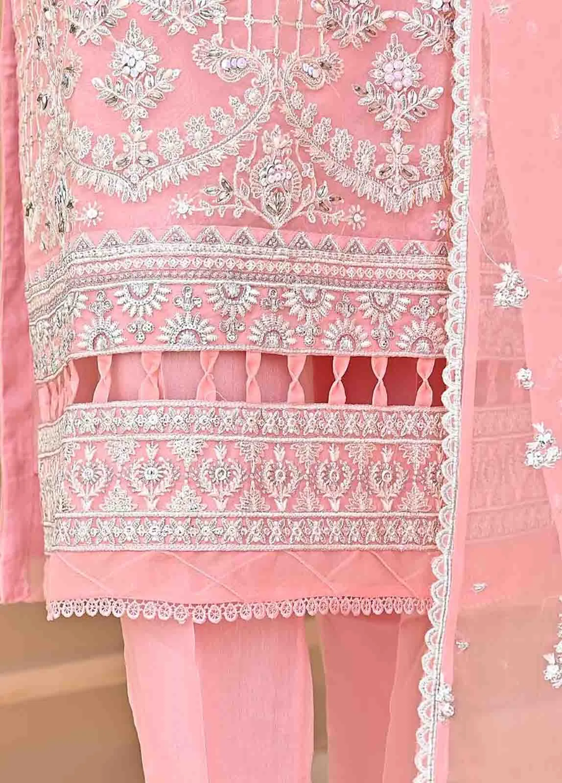 ZEF-2015- 3 Piece Embroidered Organza