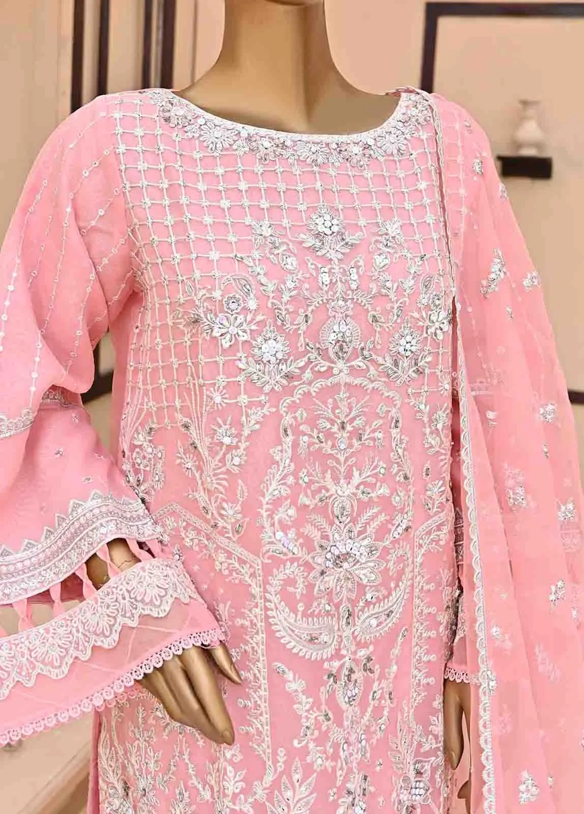 ZEF-2015- 3 Piece Embroidered Organza