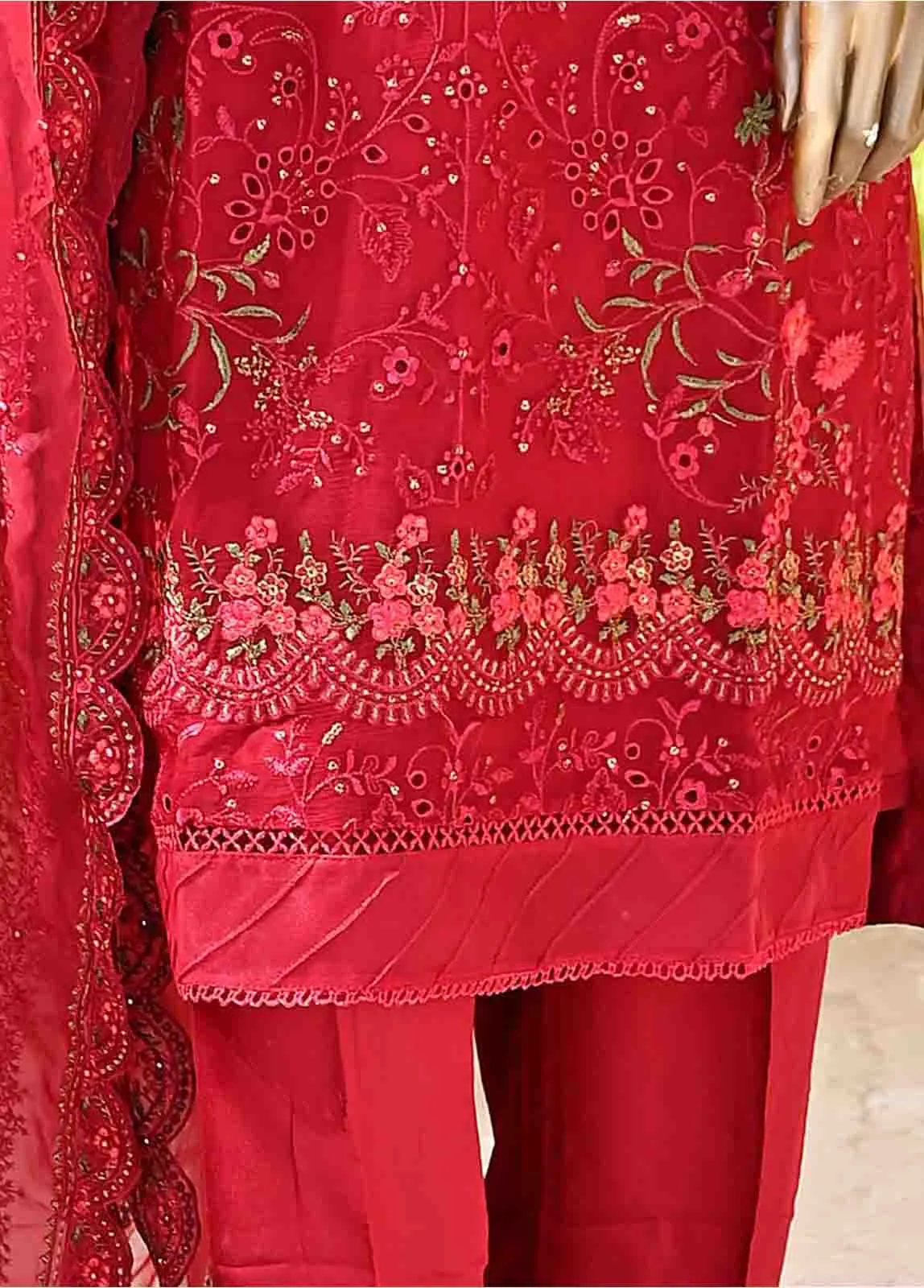 ZEF-C-2014- 3 Piece Embroidered Chiffon